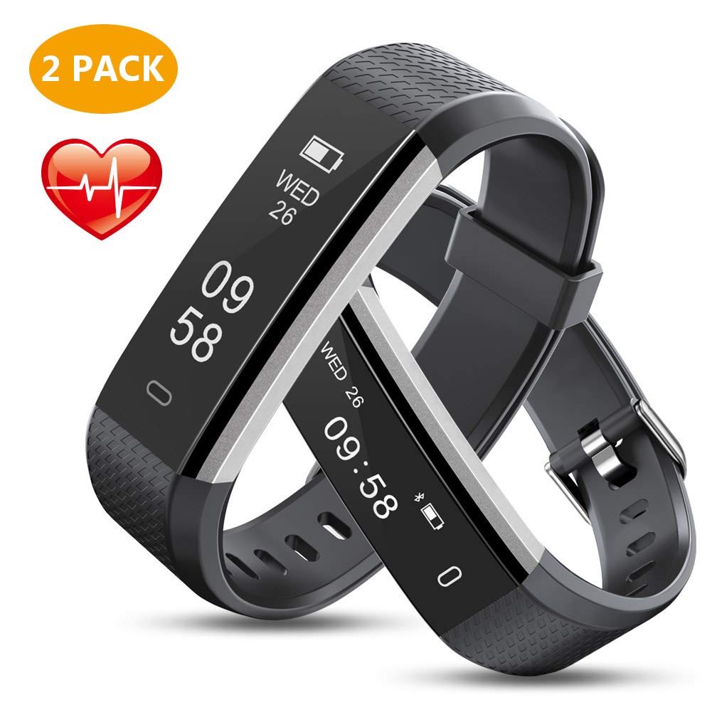 2 Pack Fitness Tracker with Heart Rate Monitor, MEBUYZ IP67 Waterproof Activity Tracker Watch, Smart Pedometer Watch with Sleep Monitor, Step Counter for Men & Kids, Calorie Counter Watch for Women
