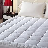 EASELAND Queen Size Cooling Mattress Pad Pillow Top Mattress Cover Quilted Fitted Mattress Protector Cotton Top Stretches up