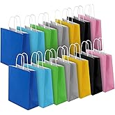bagmad 70 Pack 6x3.25x8 Inch Small Multicolor Kraft Paper Bags with Handles bulk, 7 Assorted Colors Craft Gift Wrap Bags for Party Favors Grocery Retail Shopping Christmas Birthday Sacks(Small Size)