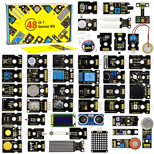 KEYESTUDIO 48 in 1 Sensor Module Kit for Arduino MEGA R3 2560, UN0 R3, Learning Project STEAM Education Kit, Electronics Components Set (No Controller Board) with PDF Tutorial