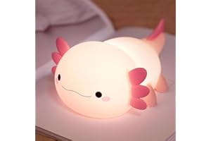 FAMIDUO Axolotl Lamp,Cute Axolotl Night Light,Dimmable Silicone Animal Nursery Night Light,Adorable Rechargeable Squishy Novelty Bedside Touch Lamp,Baby Room Decor, Axolotl Gifts for Kids/Girls