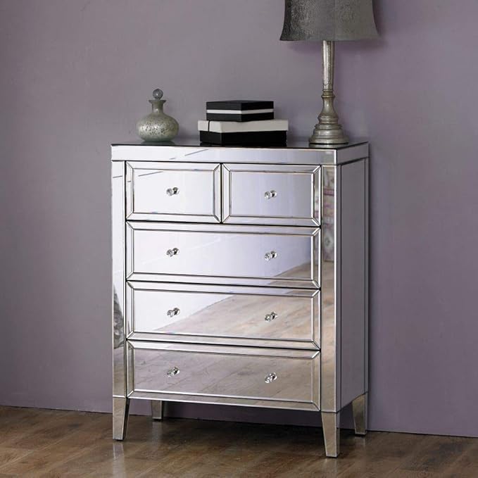 Lifestyle on Demand 5 Drawer Mirrored Chest Drawers 3 + 2 Drawers