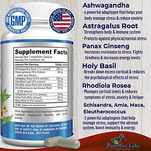 Adaptogen Stress Relief Immune Support Formula, 60 Capsules, Adrenal