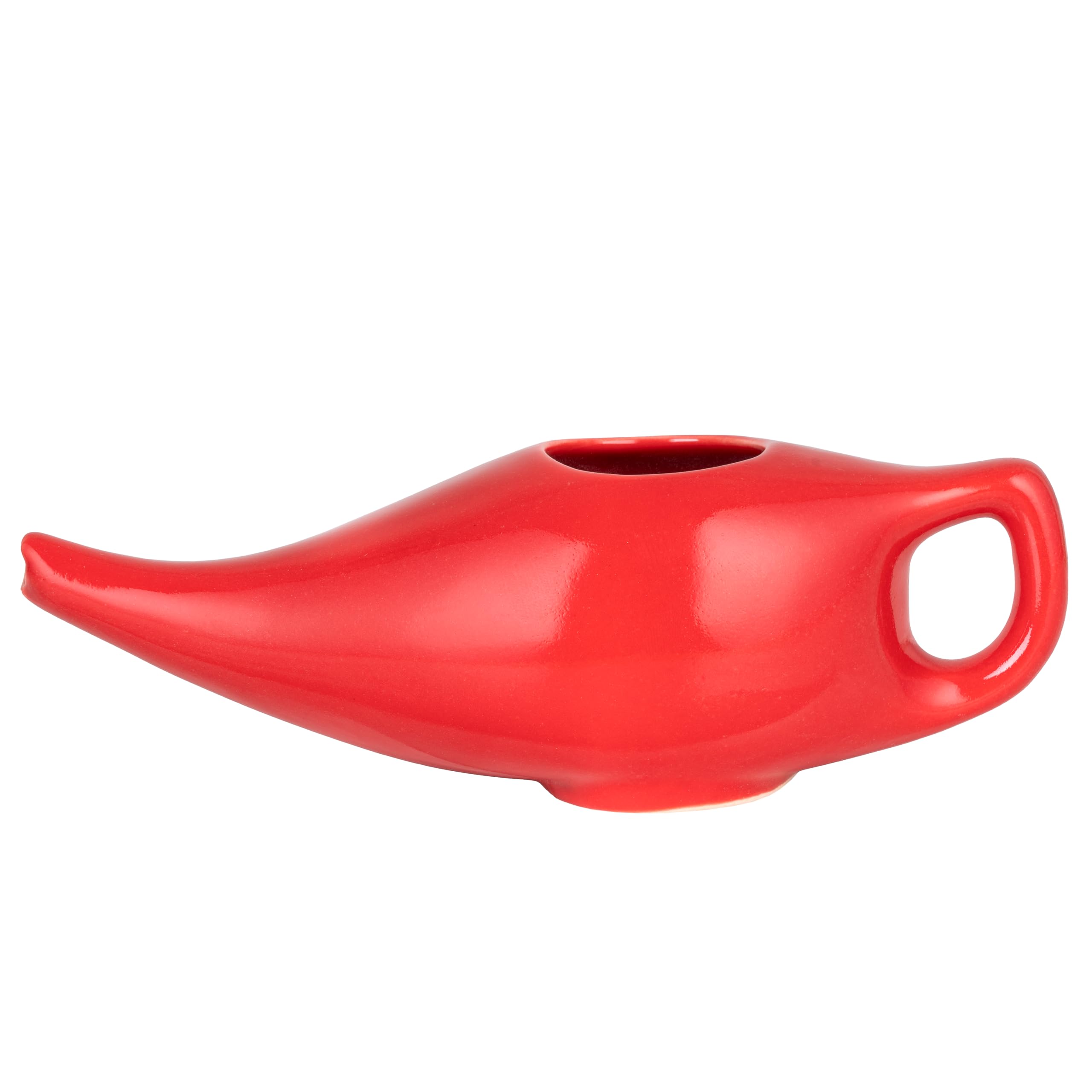 WG inc Ceramic Neti Pot, Handcrafted Nasal Cleaning Cup for Sinus & Congestion Relief, Leakproof Dishwasher Safe Eco Friendly Neti Pot with Cotton Napkin (Red)