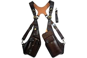 Adjustable Underarm Shoulder Bag, with Anti-Pickpocket Harness for Men & Women, Vintage Leather Double Shoulder Armpit Bag