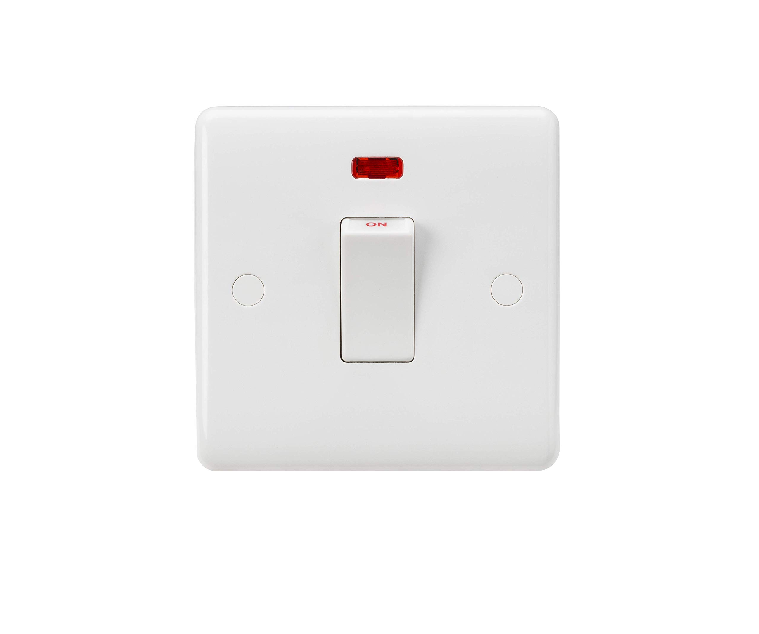 Knightsbridge CU8332 Curved Edge 45 A DP Switch, 230 V, White