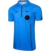 FitsT4 Sports Pro Soccer Referee Jersey Short Sleeve Ref Shirts | light and breathable,zippered collar, two hook-and-loop pockets, a badge holder, multi colors XXS-3XL for men women youth