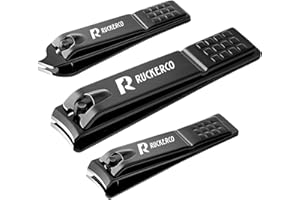 R RUCKERCO Nail Clippers Set Matte Stainless Steel 3 pcs fingernail Clippers &Slant EDG Toenail Clipper Cutter The Best Gift Nail Clippers for Men and Women