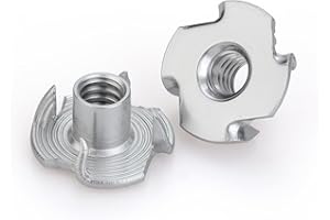 HIRTUOTTER 25 PCS M8 T-Nuts 304 Stainless Steel Four-Jaw Tee Nuts, Corrosion-Resistant Threaded Inserts for Wood, Cabinetry, Rock Climbing Holds, Home, Hotel & Outdoor Furniture