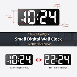 LED Digital Wall Clock with Large Display, Big