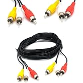 Padarsey RCA 10FT Audio/Video Composite Cable DVD/VCR/SAT Yellow/White/red connectors 3 Male to 3 Male