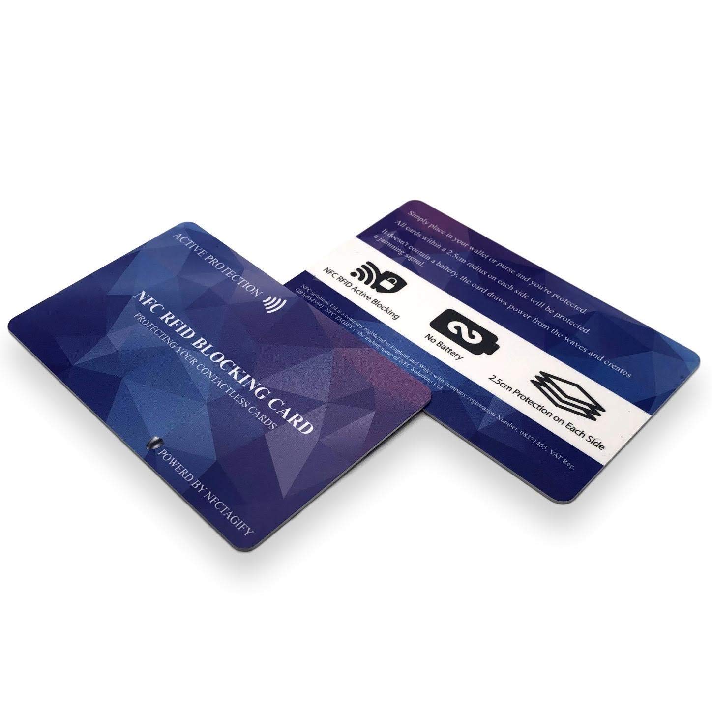 1x RFID NFC Blocking Card | Contactless Cards Protection | No Batteries Required | Anti Theft Secure Protector for Credit/Debit/ID/Oyster Cards - Blue Colour