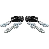CURT 80176 44-Inch Vinyl-Coated Trailer Safety Cables, 17/32-In Snap Hooks, 7,500 lbs Break Strength, 2-Pack