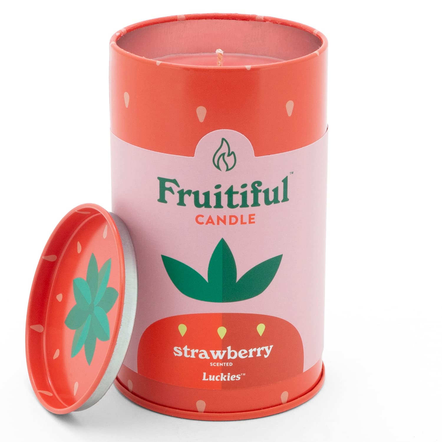 Luckies of London Fruit-Scented Fruitiful Candles | Aromatic Soy Candles in Vibrant, Fruity Tins | Scented Candle with Long Burn Time | Strawberry