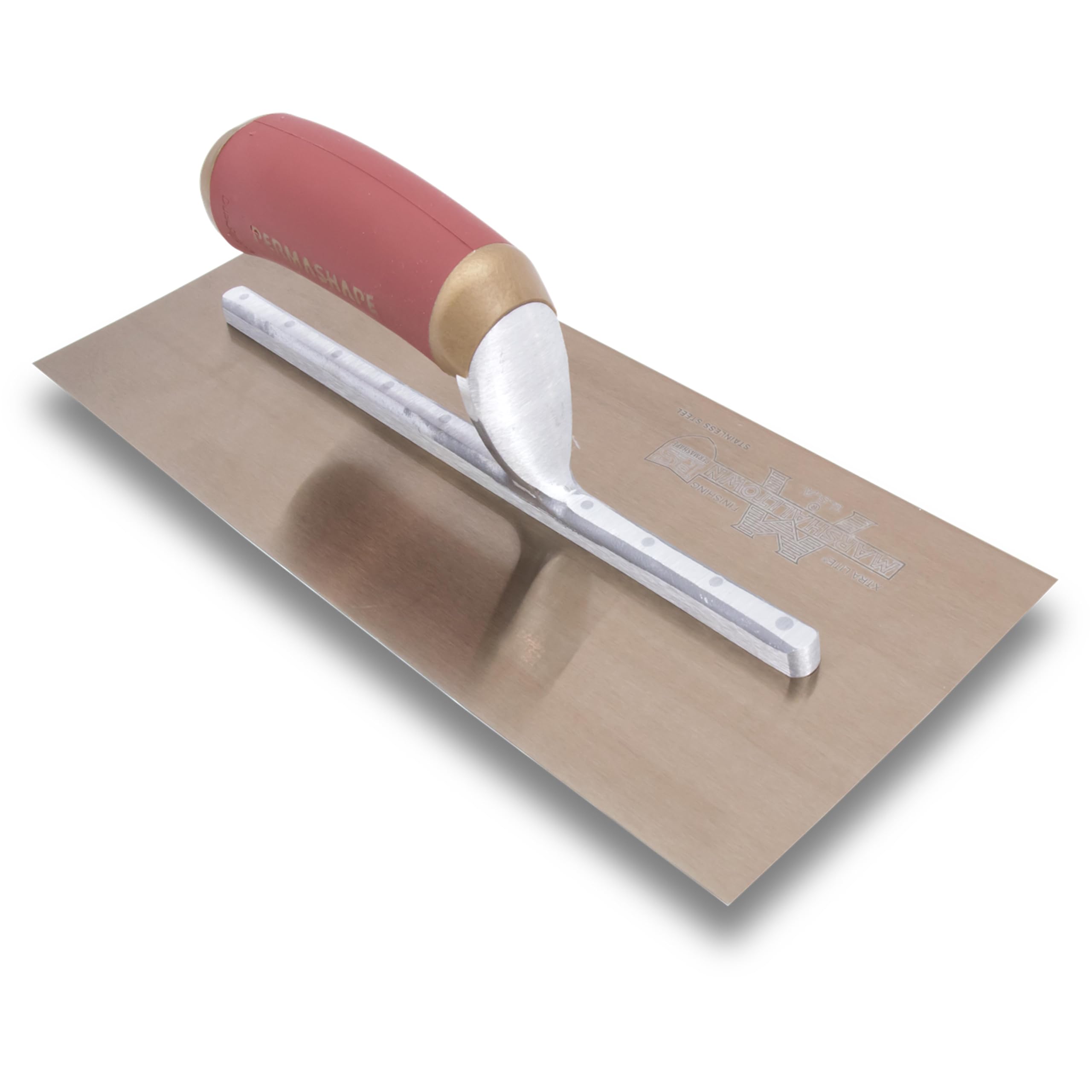 MARSHALLTOWN PermaShape Plasterers Finishing Trowel, Broken-in Golden Stainless Steel 305 x 127mm Blade, DuraSoft Handle, PB7GSD