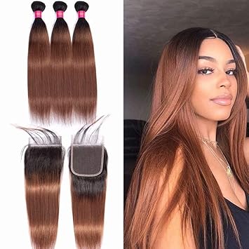 Ombre human hair bundles with frontal Clearance