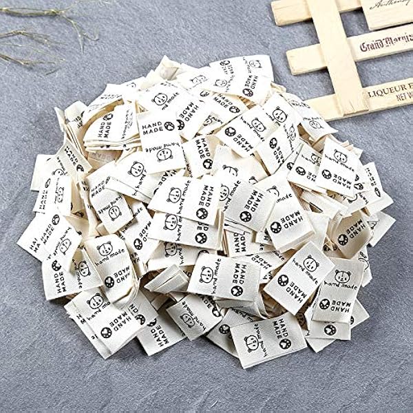 CHZIMADE 100pcs Handmade Labels Cotton Fabric Tags ...