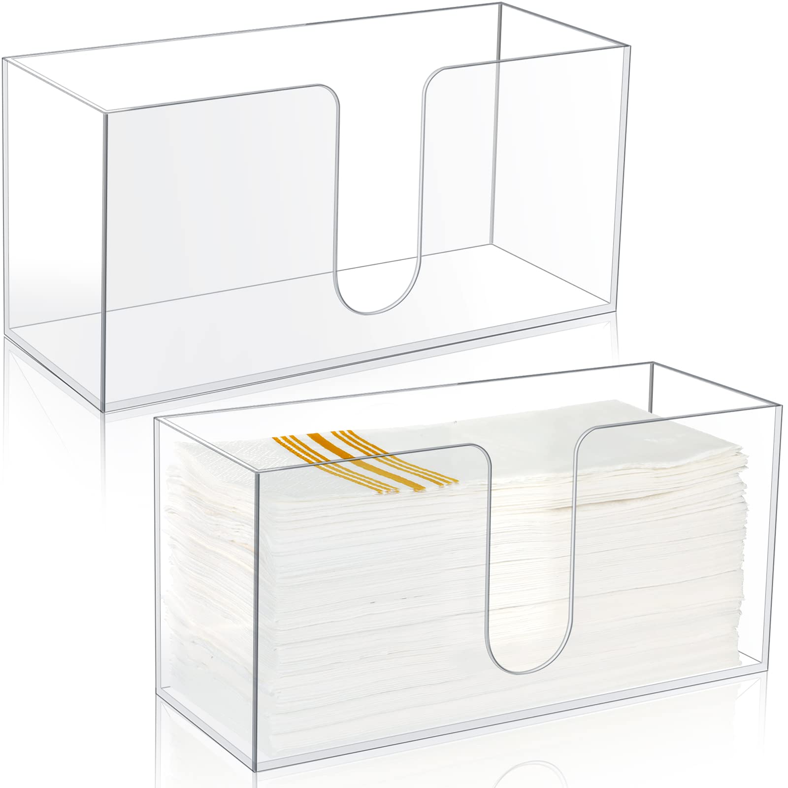Photo 1 of Mumufy 2 Pcs Fold Paper Towel Dispenser Countertop Napkins Dispenser Napkin Holder Multifold Disposable Acrylic Paper Towel Dispenser for Z or C Fold (Clear)