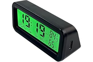 Clock for Car | LED Solar-Powered Interior Decoration | Car Dashboard Temperature Clock - for Truck Auto Automotive Scooter S