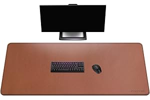 MAIDERN 51.2"x23.6" Leather Desk Pad, Large XXL Desk Mat, Full Desk Mouse Pad, Desk Pad Protector for Gaming Home Office (Brown)