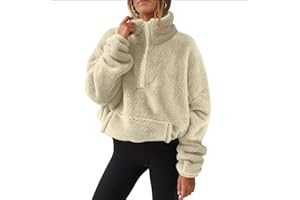 Womens Fleece Lined Half Zip Coat Pullover Funnel Neck Workout Casual Jacket Shirts with Pocket