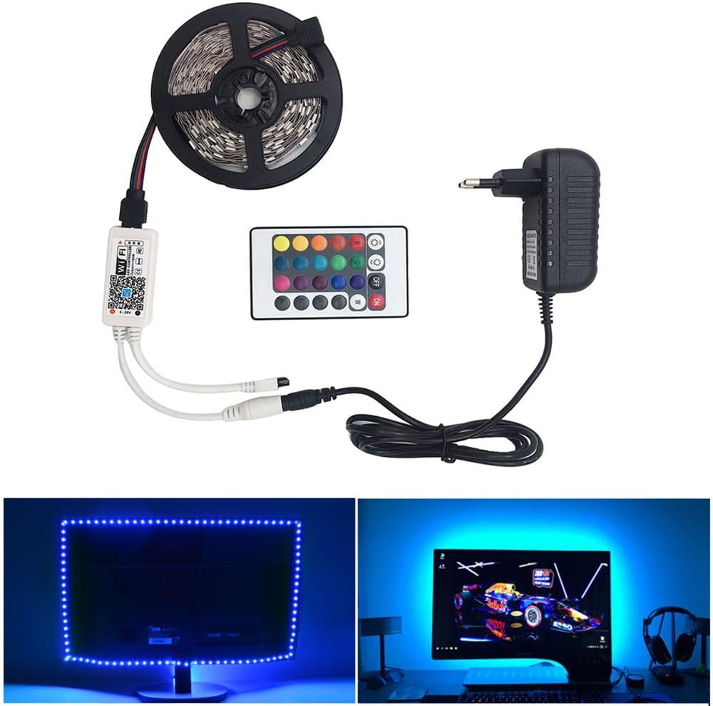 Szyoumy LED Strip Lights, WiFi Wireless Smart Phone Controlled Light Strip Kit 16.4ft 150leds 5050 Waterproof IP65 LED Lights,Working Android iOS System,IFTTT, Google Assistant