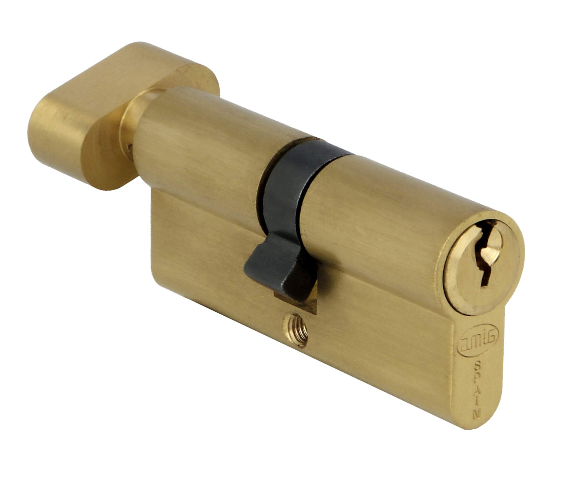 Amig - Security Cylinder with Mule | Door Lock | High Security Cylinder | Includes 3 Keys | Long cam | Matte Brass | Measurements: 70 (35-35 mm)