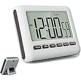 Magnetic Digital Clock for Kitchen - Timer with Alarm, 12/24 Hours, Big Screen, Loud Alarm &amp; Strong Magnet - Count-Up &amp; Count Down for Baking, Sports, Office, Study - Black