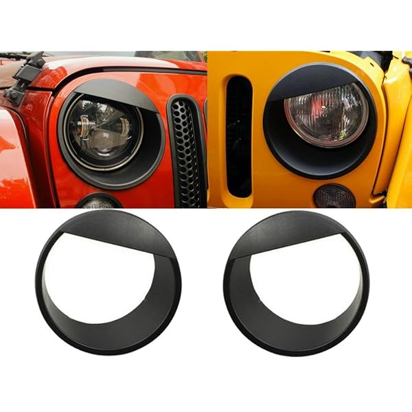 [Upgrade Clip-in Version] Opar Black Angry Bird Headlight Cover Bezels for 07-18 Jeep Wrangler & Wrangler Unlimited JK - Pair