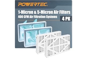 POWERTEC Inner & Outer Air Filters for WEN 3410, POWERTEC AF4000/AF4001, Shop Fox W1830 Air Filtration System, Replacement for WEN 90243-026-2, 90243-027-2 Woodworking Air Filters, 4PK (75065)