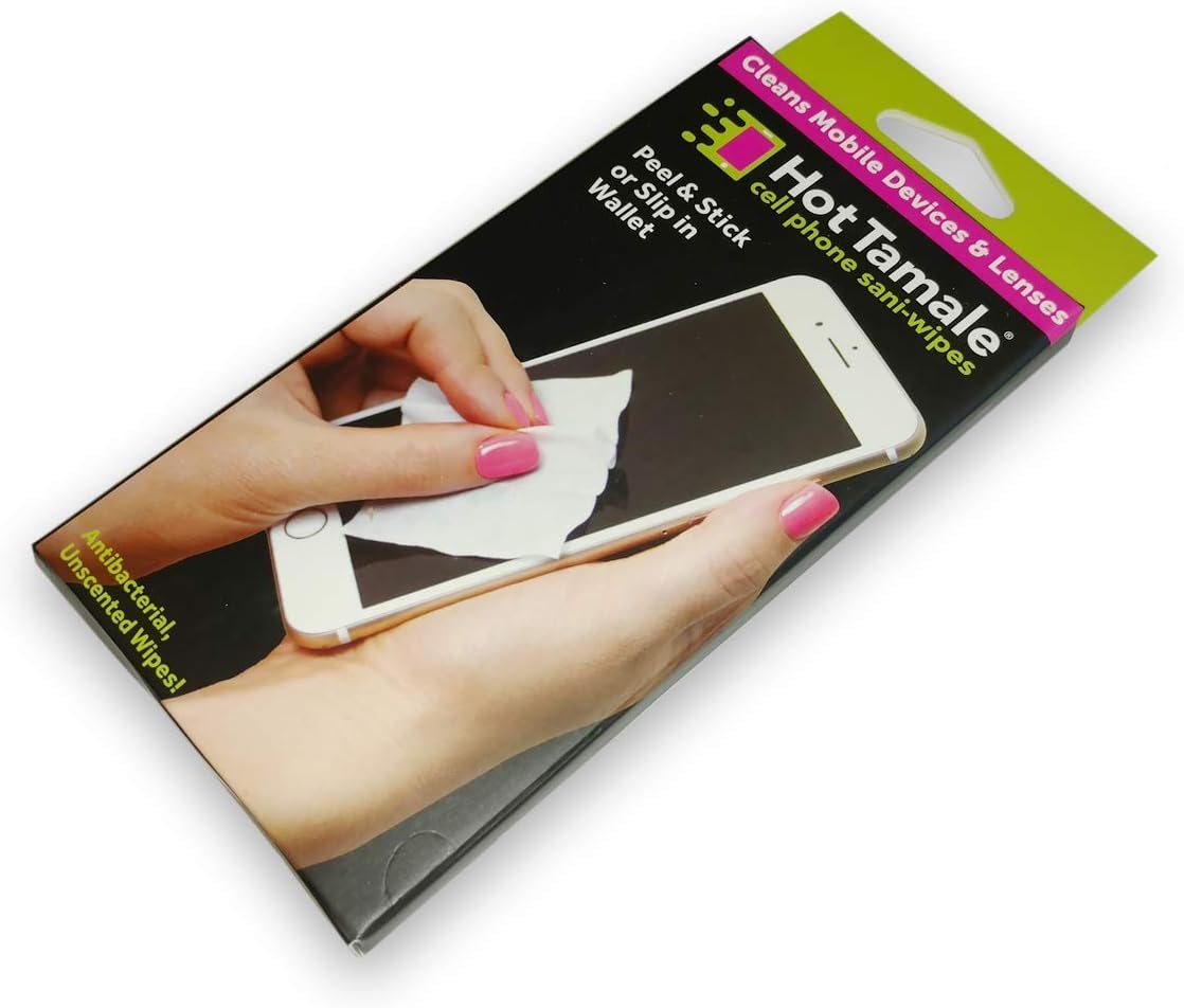 Phone Wipes, Antibacterial, Tablets, Computer Screens, Glasses, and More. Credit Card Size Packets Contain 5 Wipes. Repositionable 3M Adhesive Back Sticks to Any Surface.