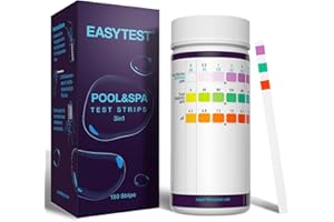 EASYTEST Pool and Spa Test Strips, 150 Strips Pack for Hot tub-Test pH,Total Alkalinity,Free Chlorine and Bromine, Accurate 3 in 1 Pool Water Testing Kit