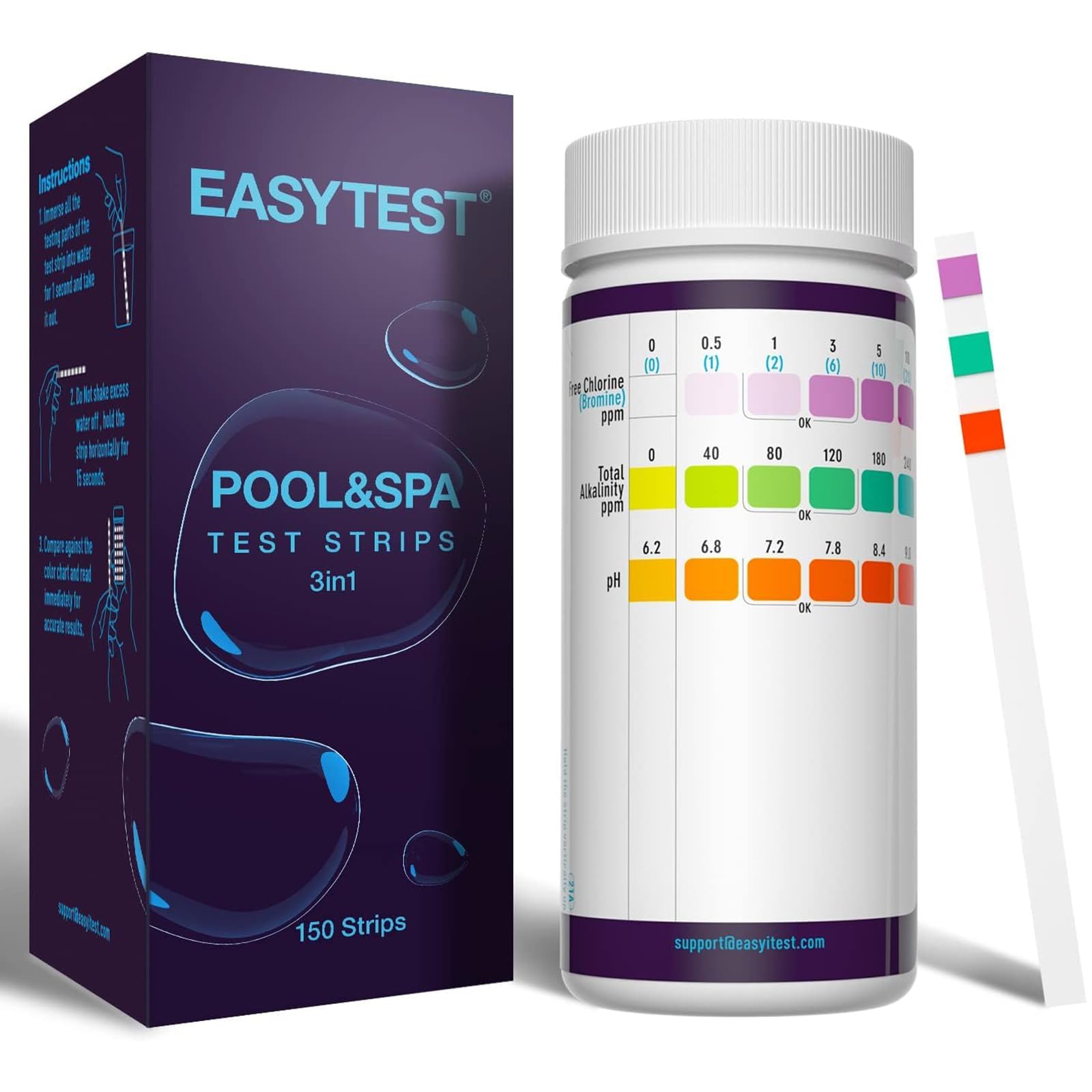 EASYTEST Pool and Spa Test Strips, 150 Strips Pack