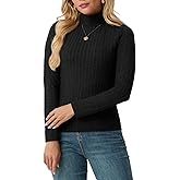 HiMONE Women's Turtleneck Long Sleeve Shirts 2025 Winter Basic Tees Ribbed Fitted Top Thermal Layering Knit Tops Clothes