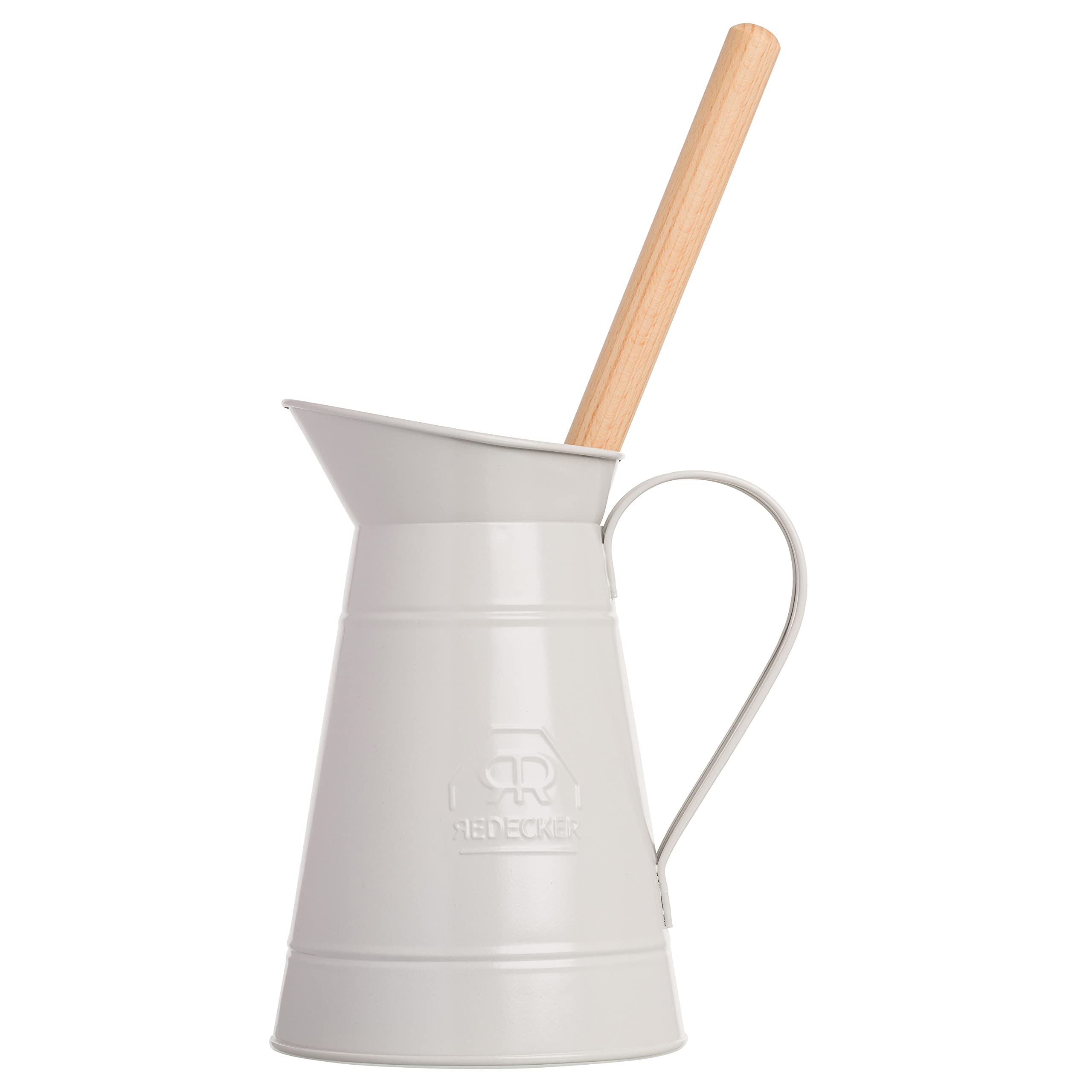 Redecker Metal Jug Toilet Brush and Holder in White | Traditional Country Style Toilet Accessory Cleaning Brush