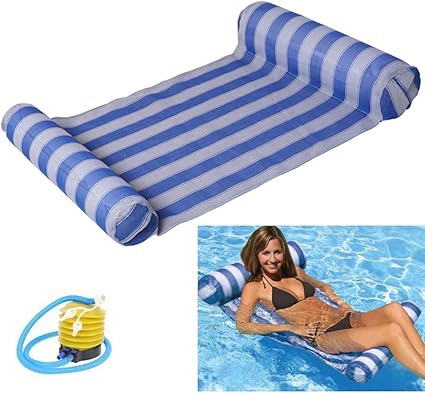 Mben Hamac D Eau Gonflable En Pvc Piscine Transat Plage Flottant Chaise Longue Tapis De Piscine Portable Compact Avec Pompe A Air Pour Adultes Et Enfants Blue Amazon Fr Sports Et Loisirs