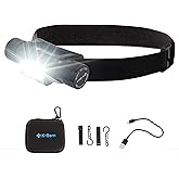 K-Bern Rechargeable Headlamp. 1850 Lumen, Ultra Bright Head Lights for Forehead. Waterproof, Lightweight Aluminum, 2600mAh Battery, Perfect for Dog Walking, Camping, Hiking & Hard Hats
