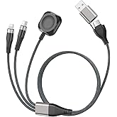 2FT Nylon Braided for Apple Watch Charger 3 in 2 - USB C/Lightning/Micro Fast Charging Cable, Compatible with iWatch Ultra/SE/9-1 &amp; iPhone 15/14/13, Galaxy S23 (Durable Tangle-Free)
