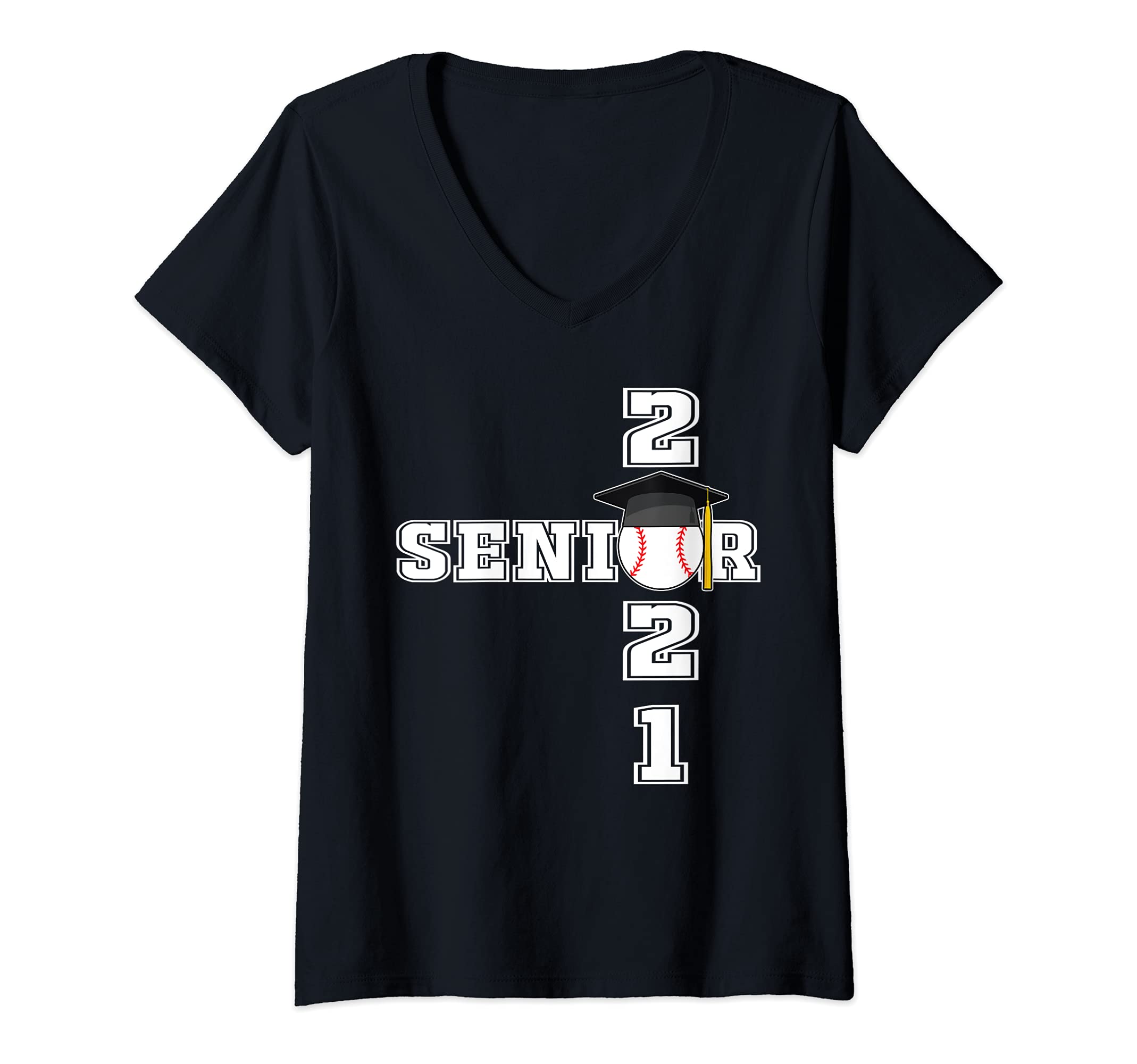 Womens Class of 2021 Baseball Senior Gifts | Senior 2021 Baseball V-Neck T-Shirt