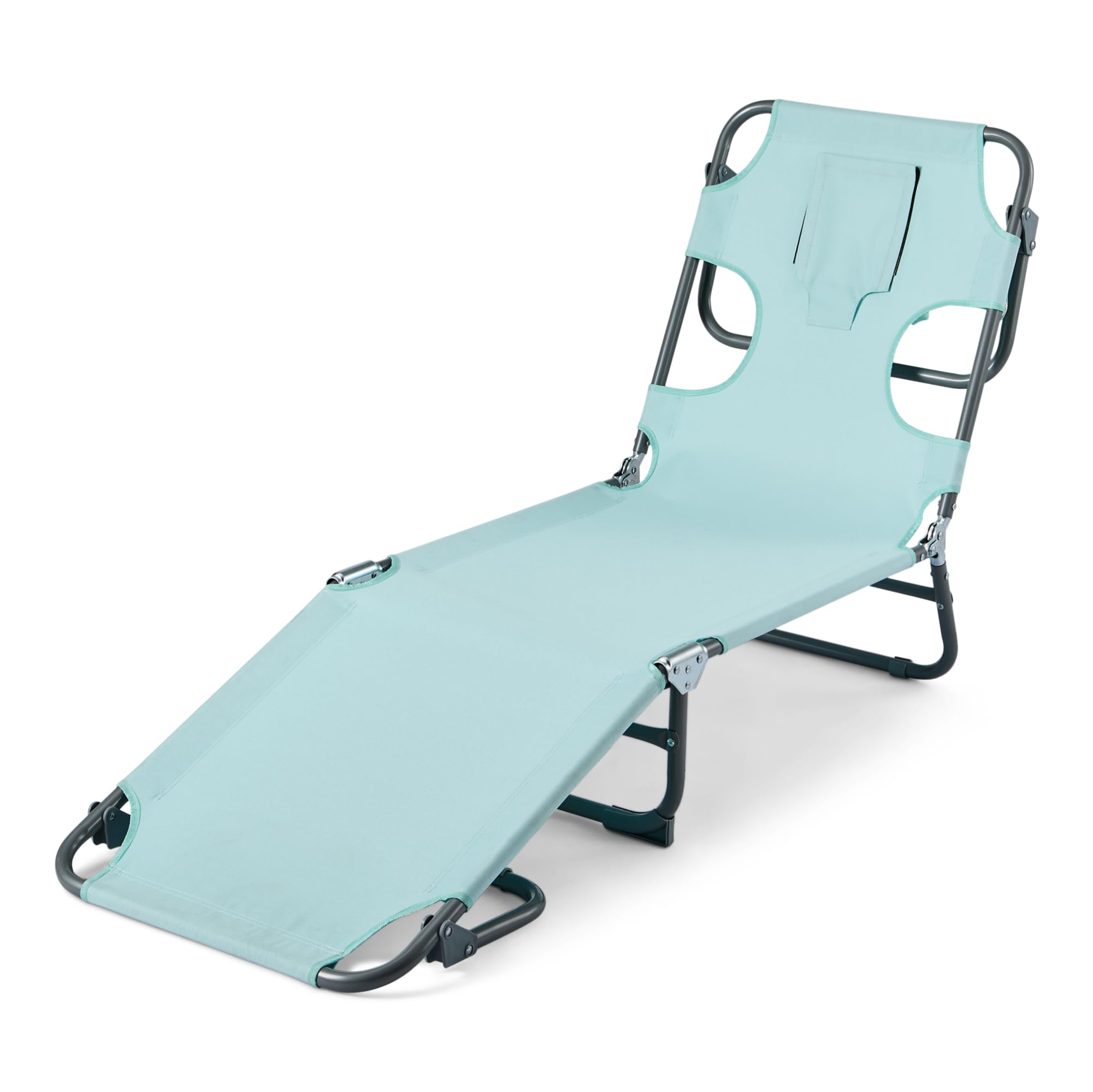 Photo 1 of **PARTS ONLY**Amazon Basics Outdoor Lounge Chair, Foldable Design with Multi-Angle Backrest, Blue, 1-Pack