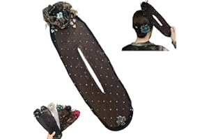 RIYUNE Hand Embroidered Flowers Deft Bun,Deft Bun Hair Twister,Ball Hair Clip,Flower Hair Bun Roller,Sheer Fabric Hair Bun Maker for Long Thick Hair Accessories for Women Girls (D)