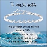 Gift for Daughter Sister Bestie Friends Mom The Waves of Life We've Through Together Wave Bracelet Women Birthday Retirement Insprational Gifts for Her
