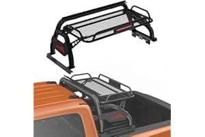 EMEKIN Roll Bar with Cargo Basket for Mid-Size Truck, Bed Rack Roll Bars Fit for Ford F-150/F-250/F-350,Ford Ranger,Tundra, Dodge Ram 1500/2500/3500,Chey Silverado&GMC Sierra 1500/2500,Frontier,Ranger,Titan