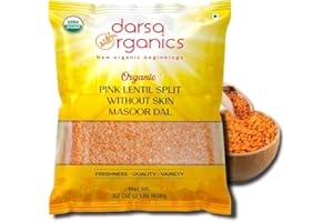 Darsa Organics Split Red Lentils (Masoor Dal) 2 lb |USDA Organic, Non-GMO, Gluten-Free Vegan, Kosher| Rich in Protein & Fiber | Great for Soups, Salads & Curries
