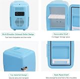 CROWNFUL Mini Fridge 4 Liter Portable Cooler Warmer 6 Can Matte Blue ETL view 5