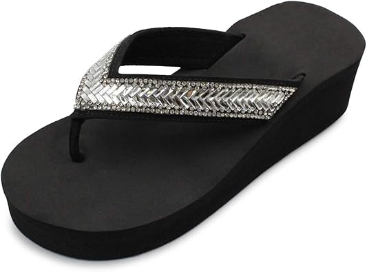 black sparkly wedges