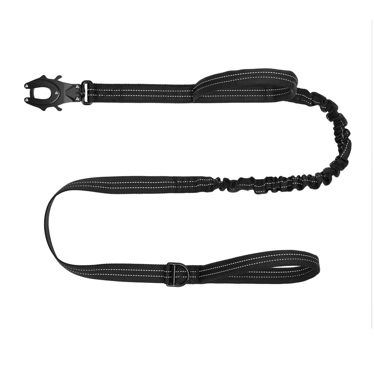 Photo 1 of ICEFANG Tactical Dog Leash,K9 Training Walking Bungee Lead with 2 Control Handle,Heavy Duty Quick Release Metal Clasp,Hands Free D-Ring for Medium Large Dogs (6ft,Reflective Black)