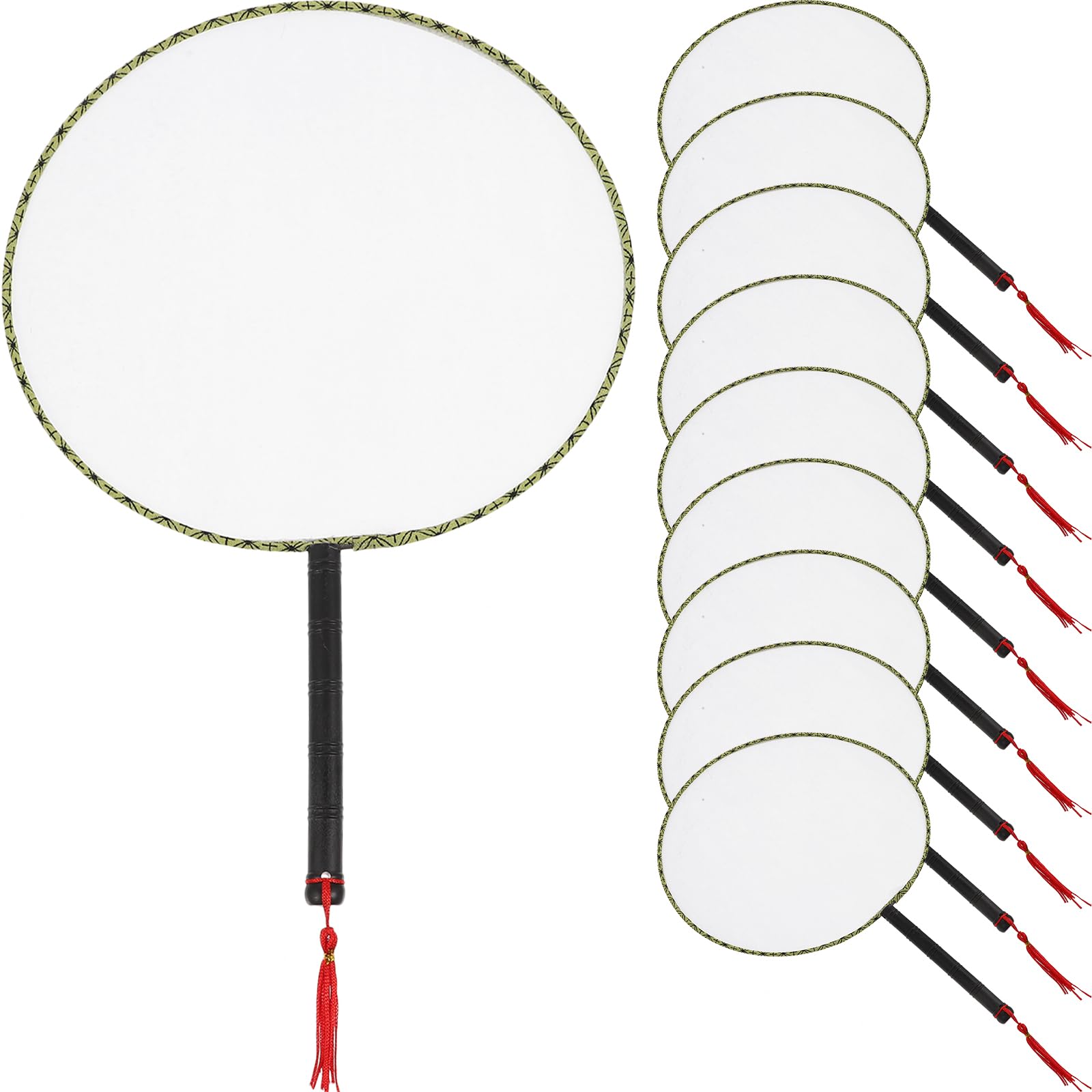Ciieeo 10pcs Blank Chinese Style Round Silk Fan DIY Unpainted Silk Fan Creative Painting Blank Fan Round Colorable Silk Fan for Art Craft Making Supplies