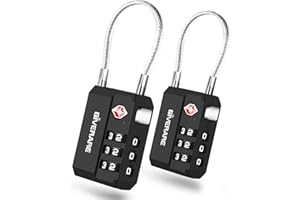 GIVERARE 2 Pack TSA Approved Travel Luggage Locks, Cable Combination Lock 3-Digit, Keyless Suitcase Padlocks, Weatherproof Padlock for Locker, Golf Bag, Gun Case, Backpack, Anti Theft, Easy Read Dials-Black