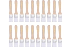 HARFINGTON 20pcs 1" Nylon Flat Paint Brushes, White, Wooden Handle, for Walls, Furniture, Fences
